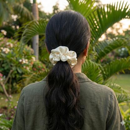 Cream - Large satin scrunchie