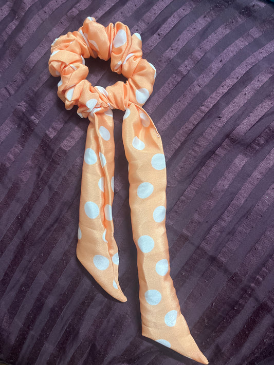 Retro orange tail satin scrunchie
