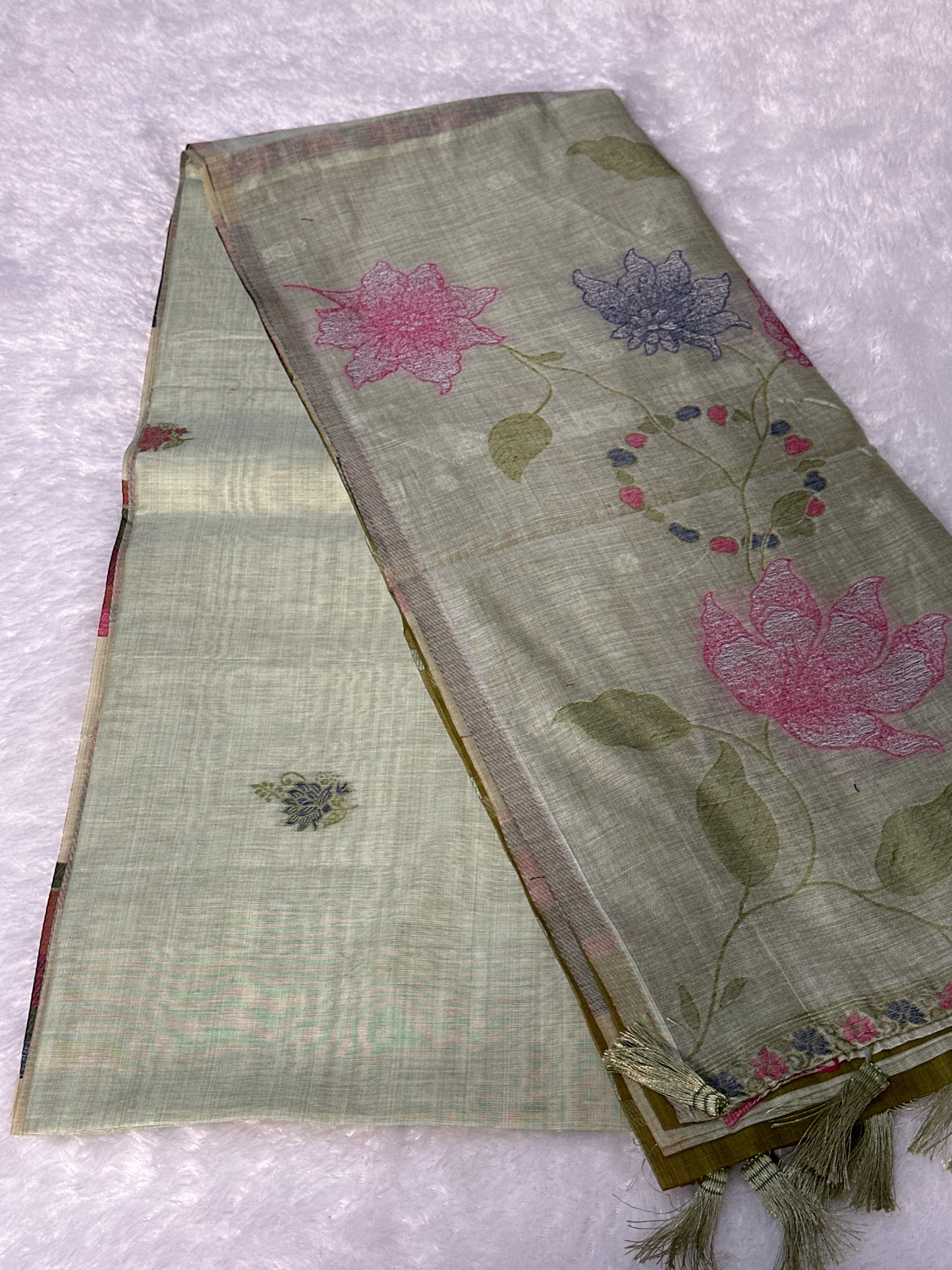 Cotton thread work saree