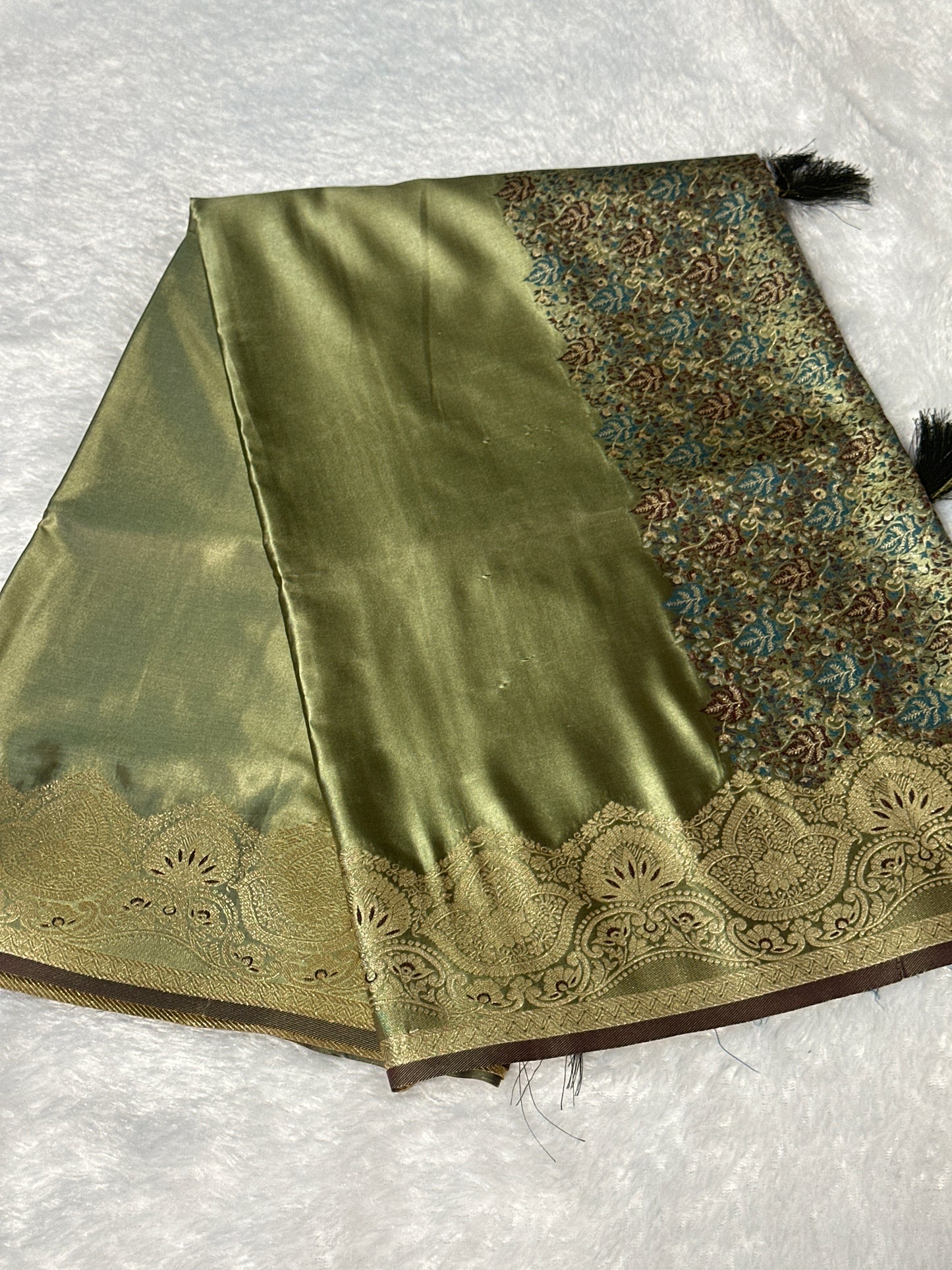 Satin thread work saree