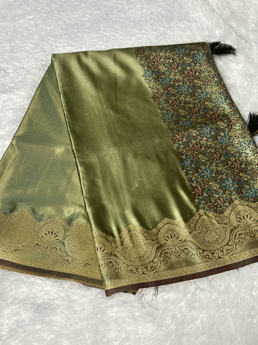 Satin thread work saree