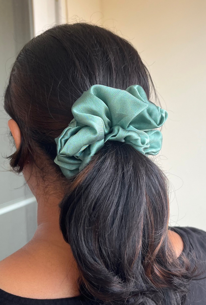 Sea Green- Large georgette scrunchie