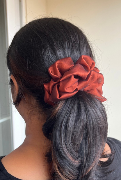 Cinnamon Brown - Large georgette scrunchie