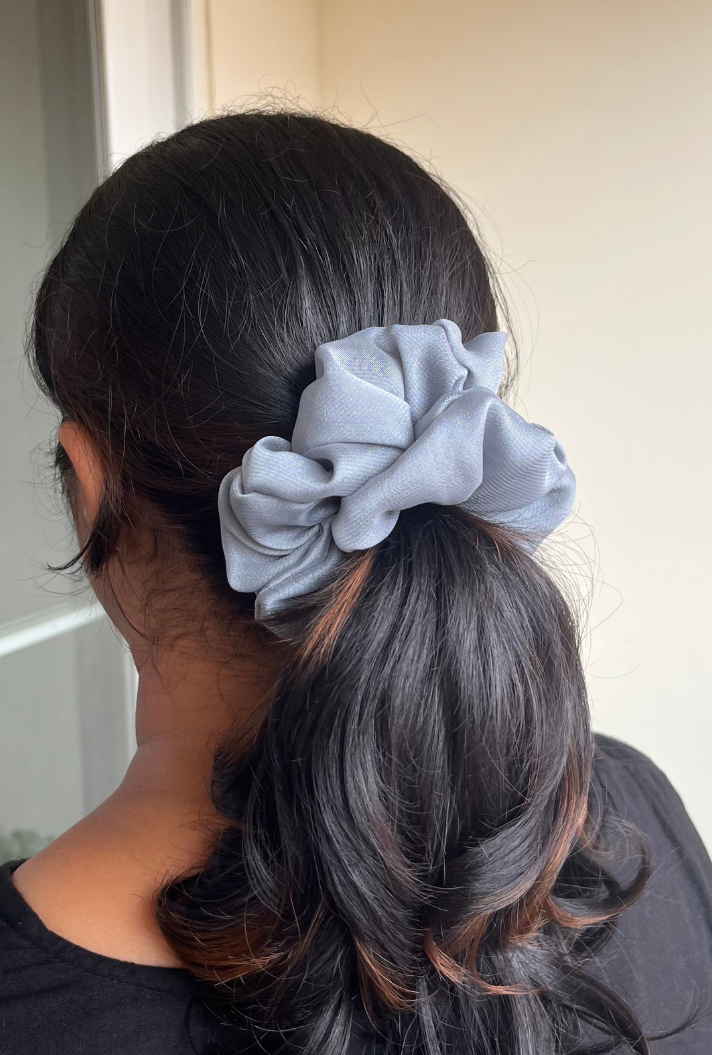 Grey - Large georgette scrunchie