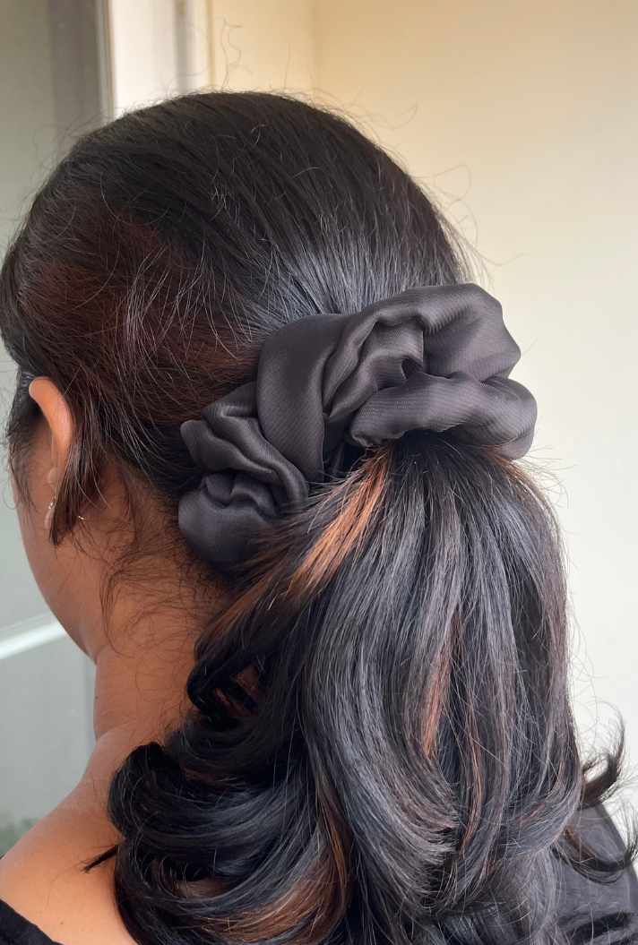 Black - Large georgette scrunchie