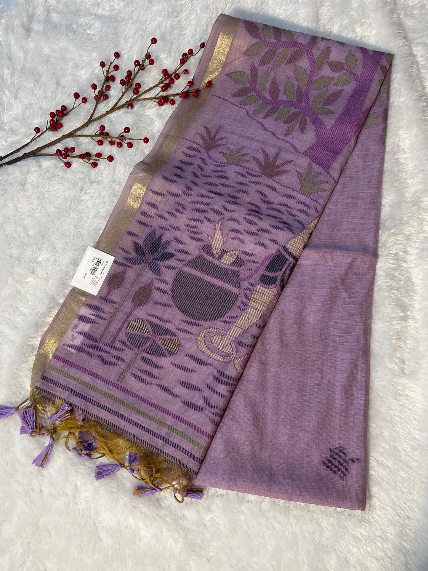 Jamdhani Linen cotton saree