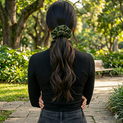 Sea green - Large satin scrunchie
