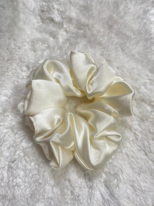 Cream large satin scrunchie
