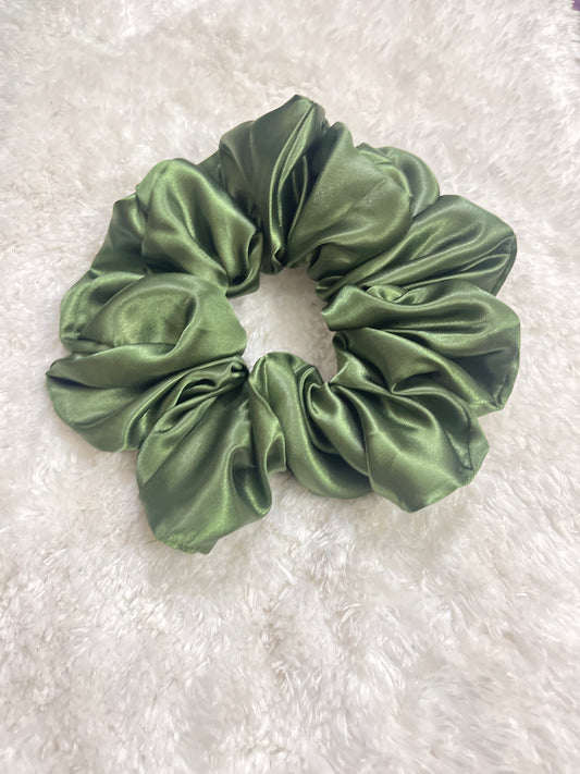 Sea green large satin scrunchie