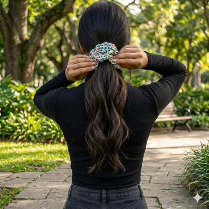 Multicolor floral - Regular satin scrunchie