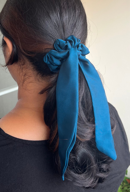 Teal - Tail Georgette Scrunchie