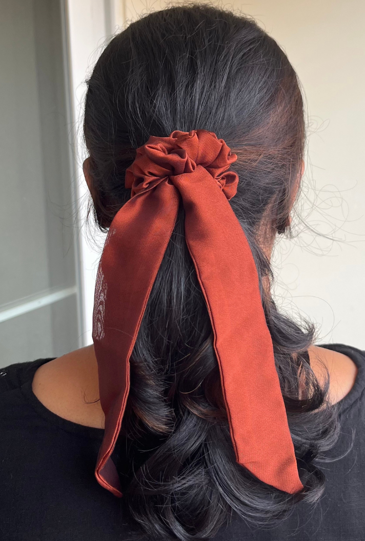 Cinnamon Brown - Tail Georgette Scrunchie