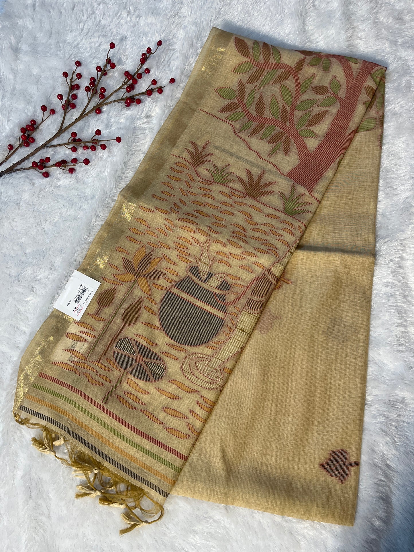 Jamdhani Linen cotton saree