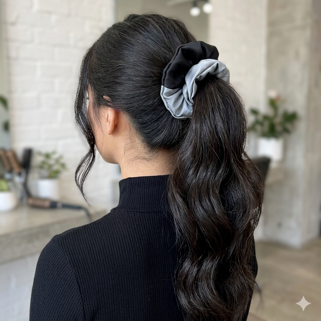 Black ombré - Large satin scrunchie
