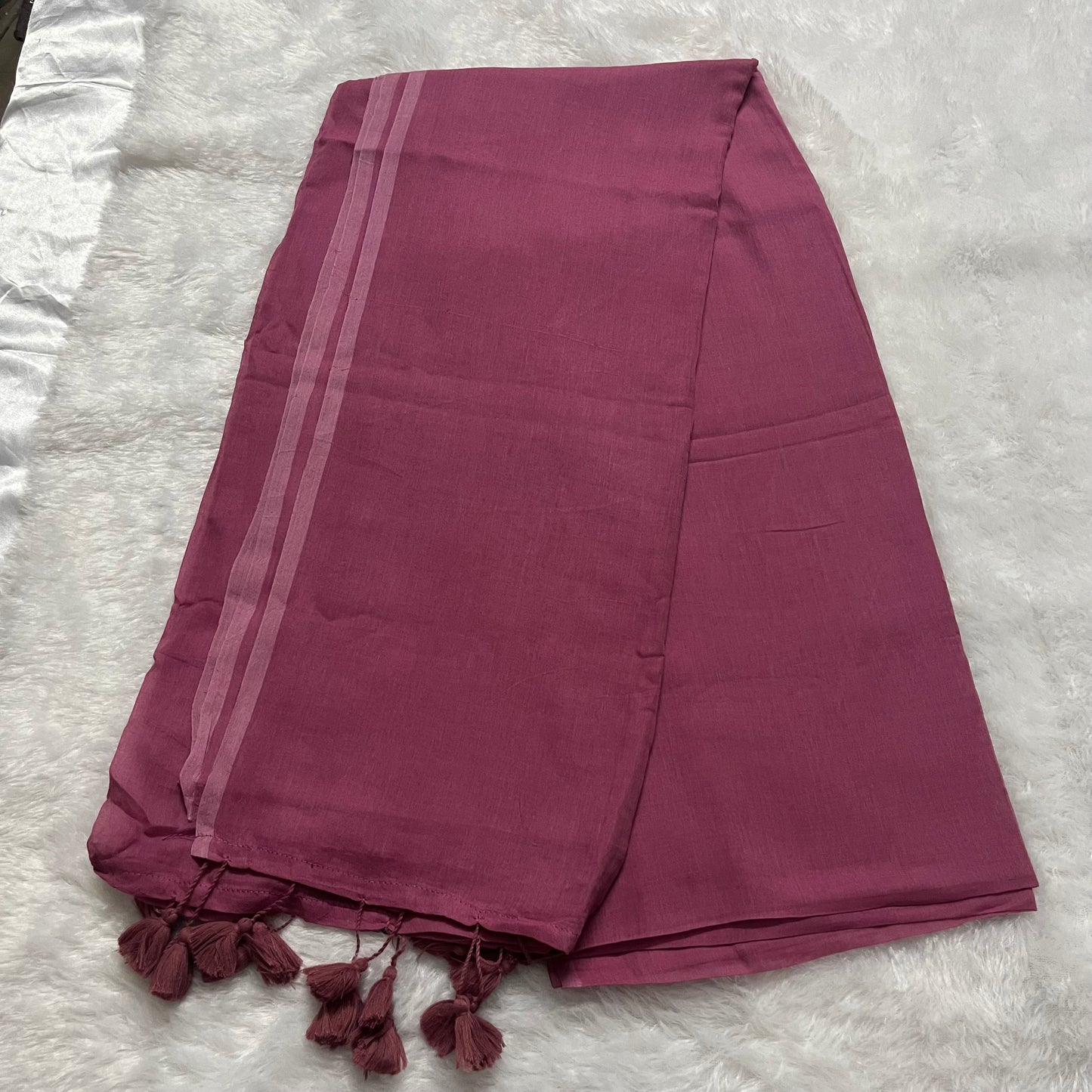 Plain Mul cotton saree