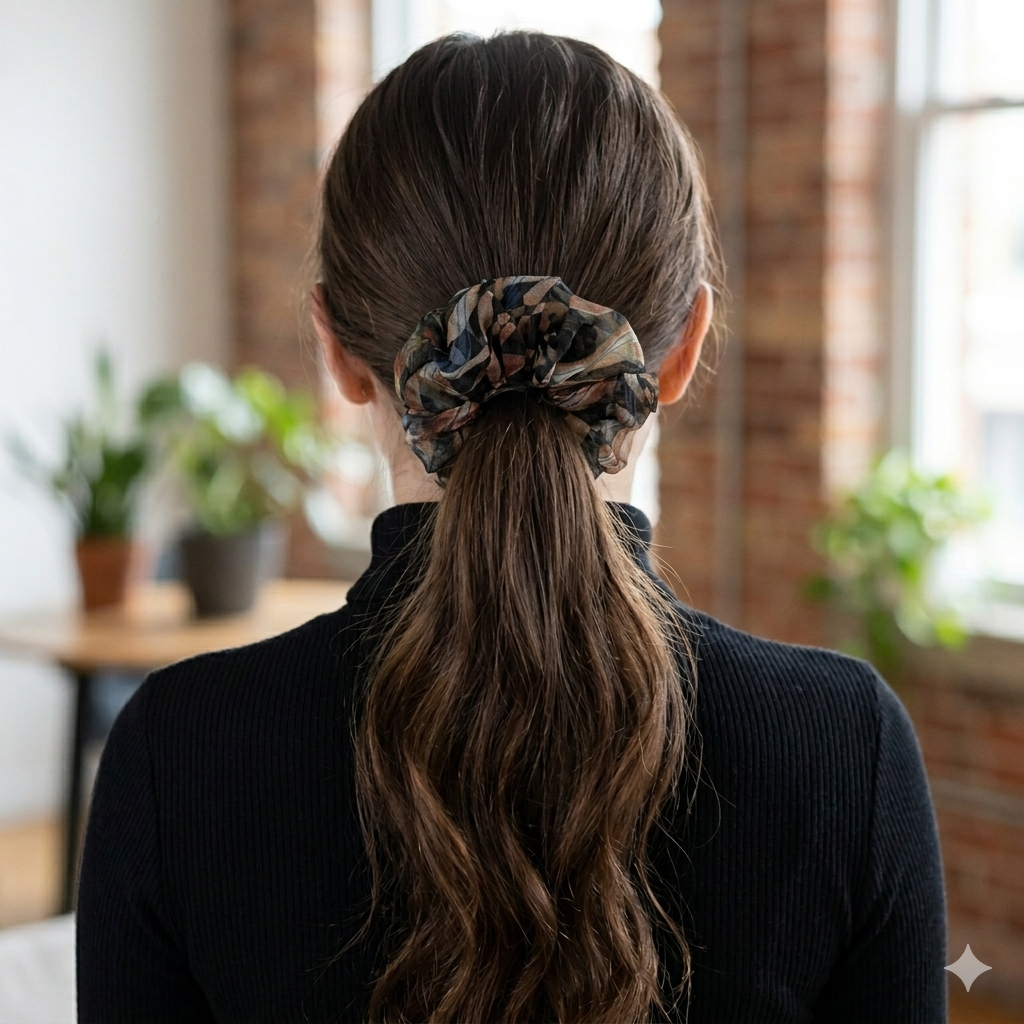Mocha - Organza large scrunchie