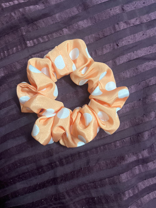 Orange Retro regular satin scrunchie