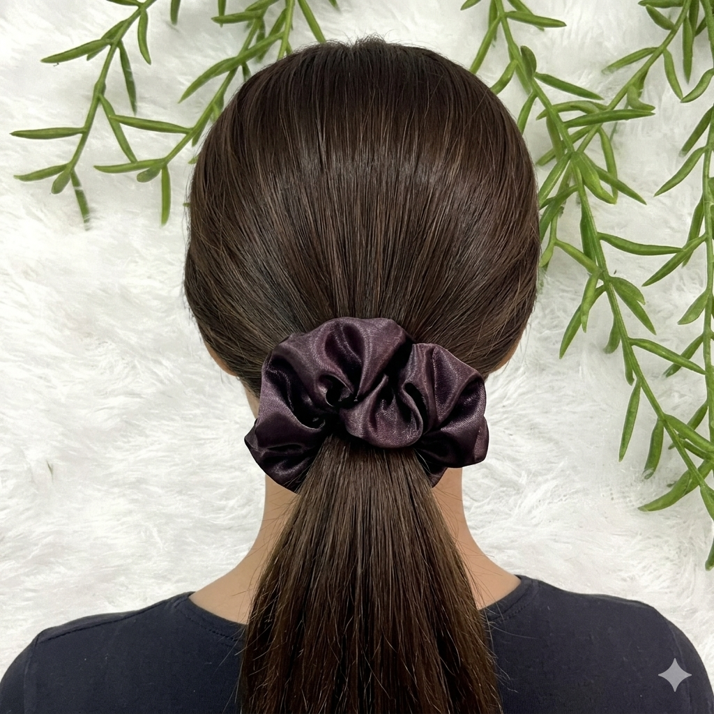 Aubergine - Regular satin scrunchie