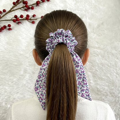 Violet floral - Tail satin scrunchie