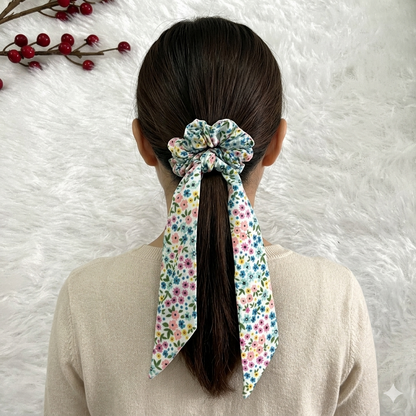 Multicolor floral - Tail satin scrunchie