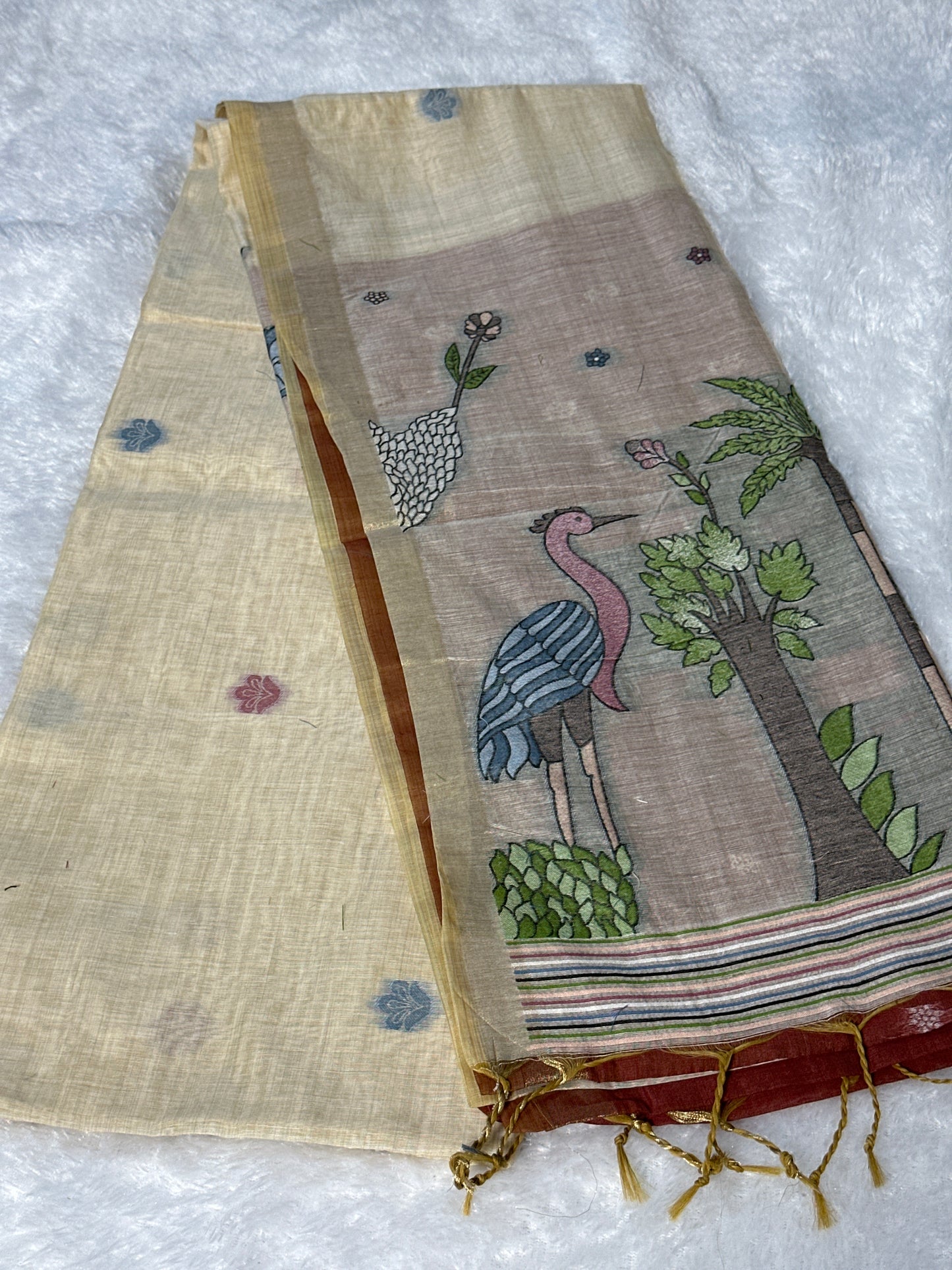 Cotton thread work saree