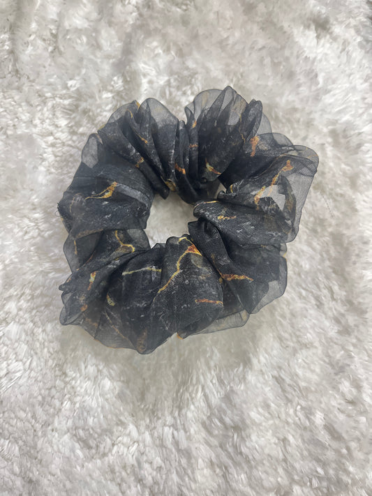 Organza black 3 large scrunchie