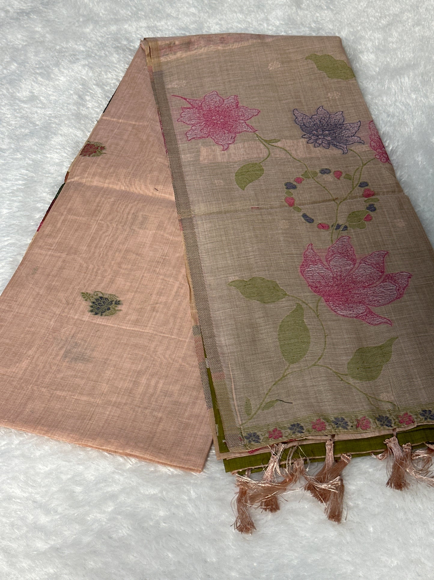 Cotton thread work saree