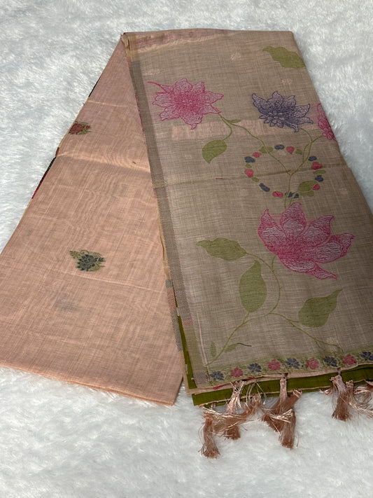 Cotton thread work saree