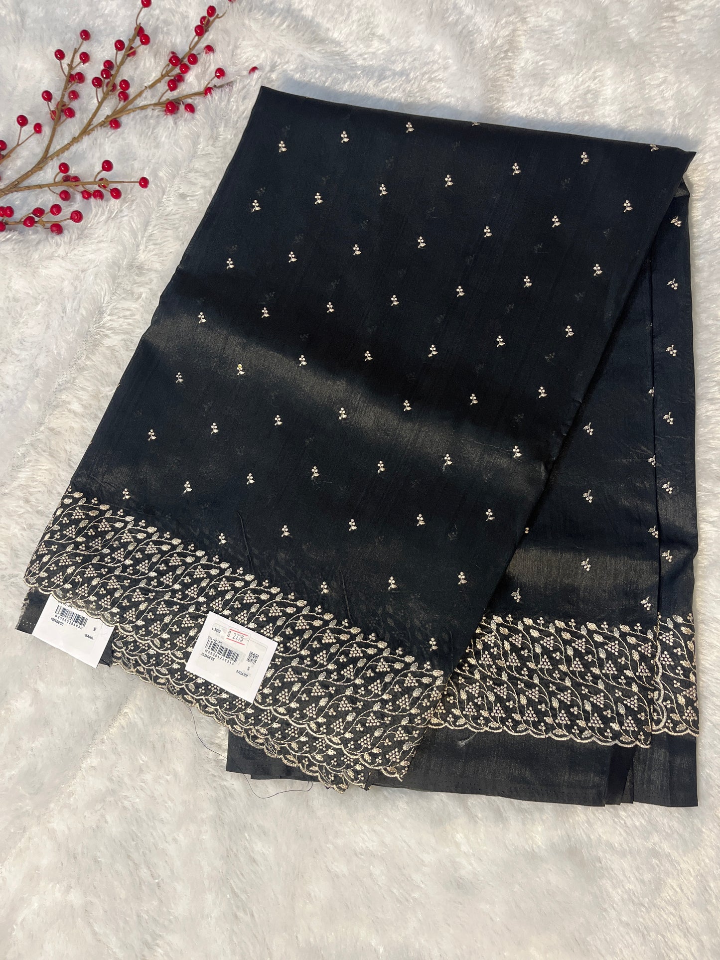 Semi tussar saree with floral hand embroidery
