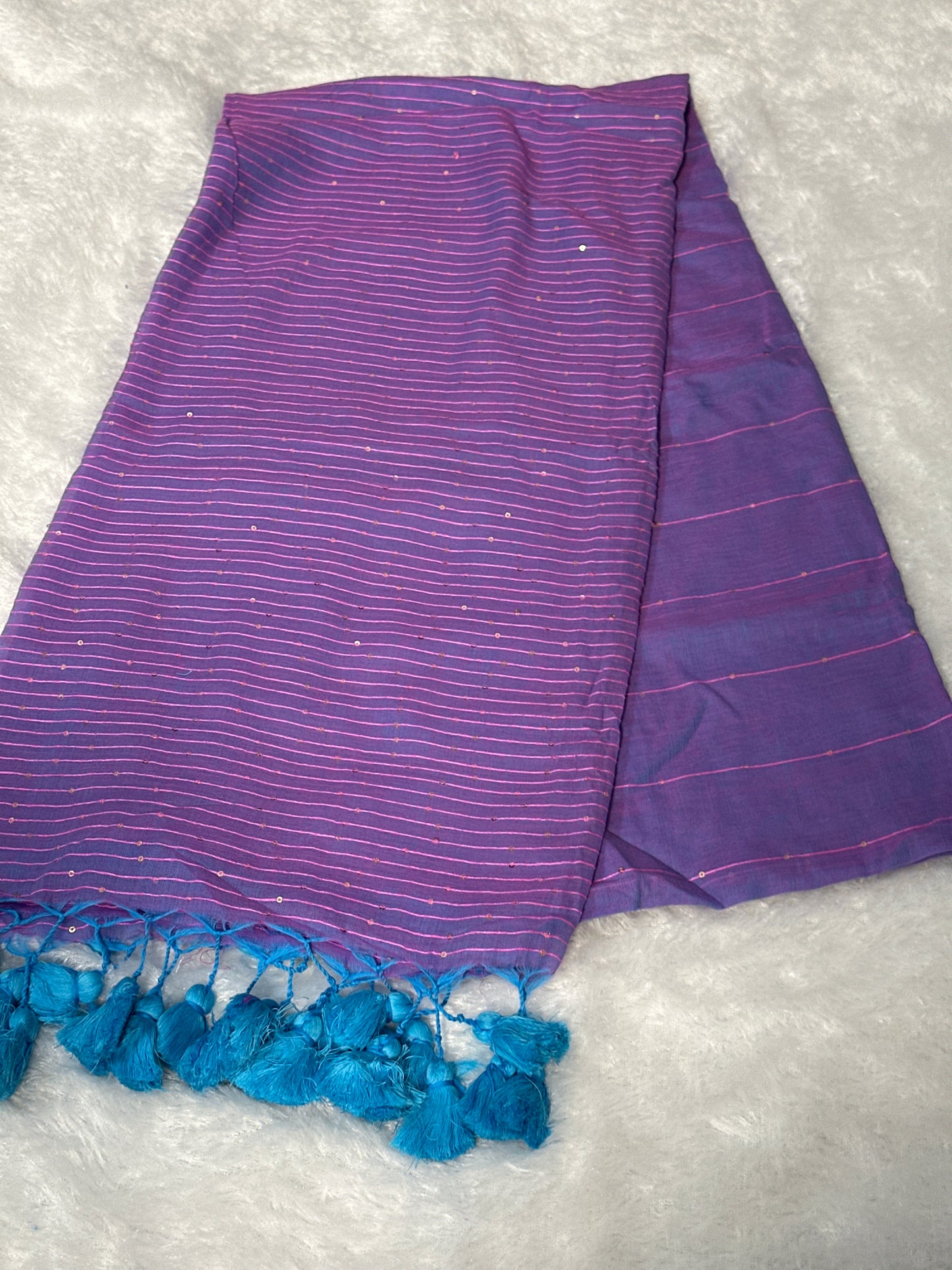 Handloom mul cotton sequence saree (without blouse)