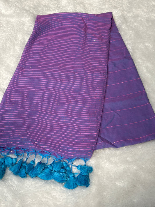 Handloom mul cotton sequence saree (without blouse)