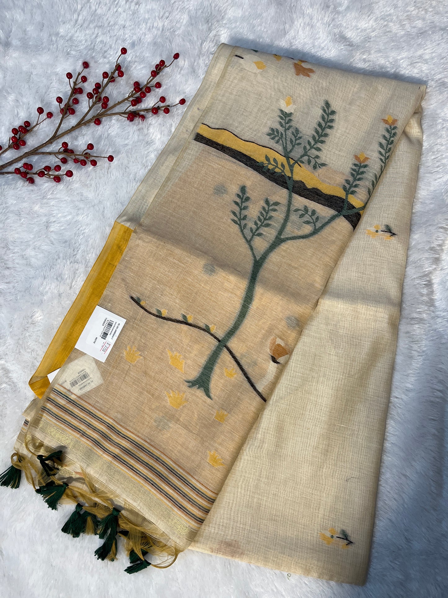 Jamdhani Linen cotton saree