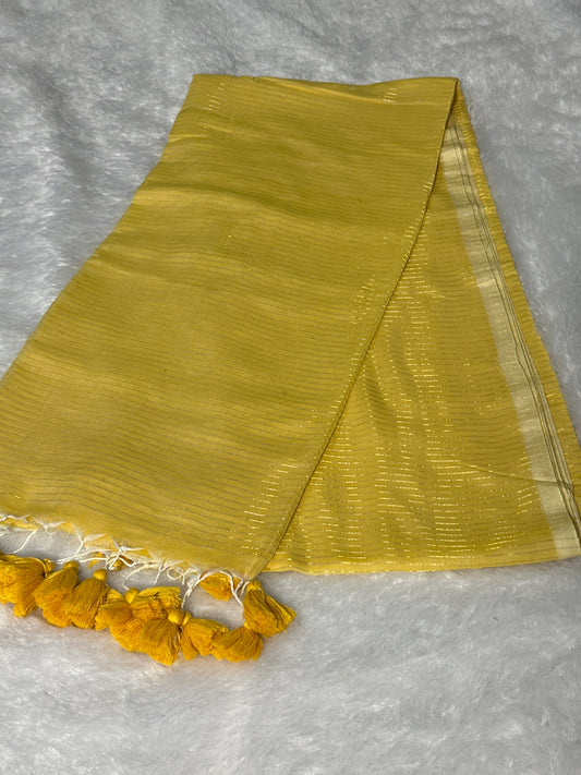 Handloom mul cotton zari lines saree (without blouse)