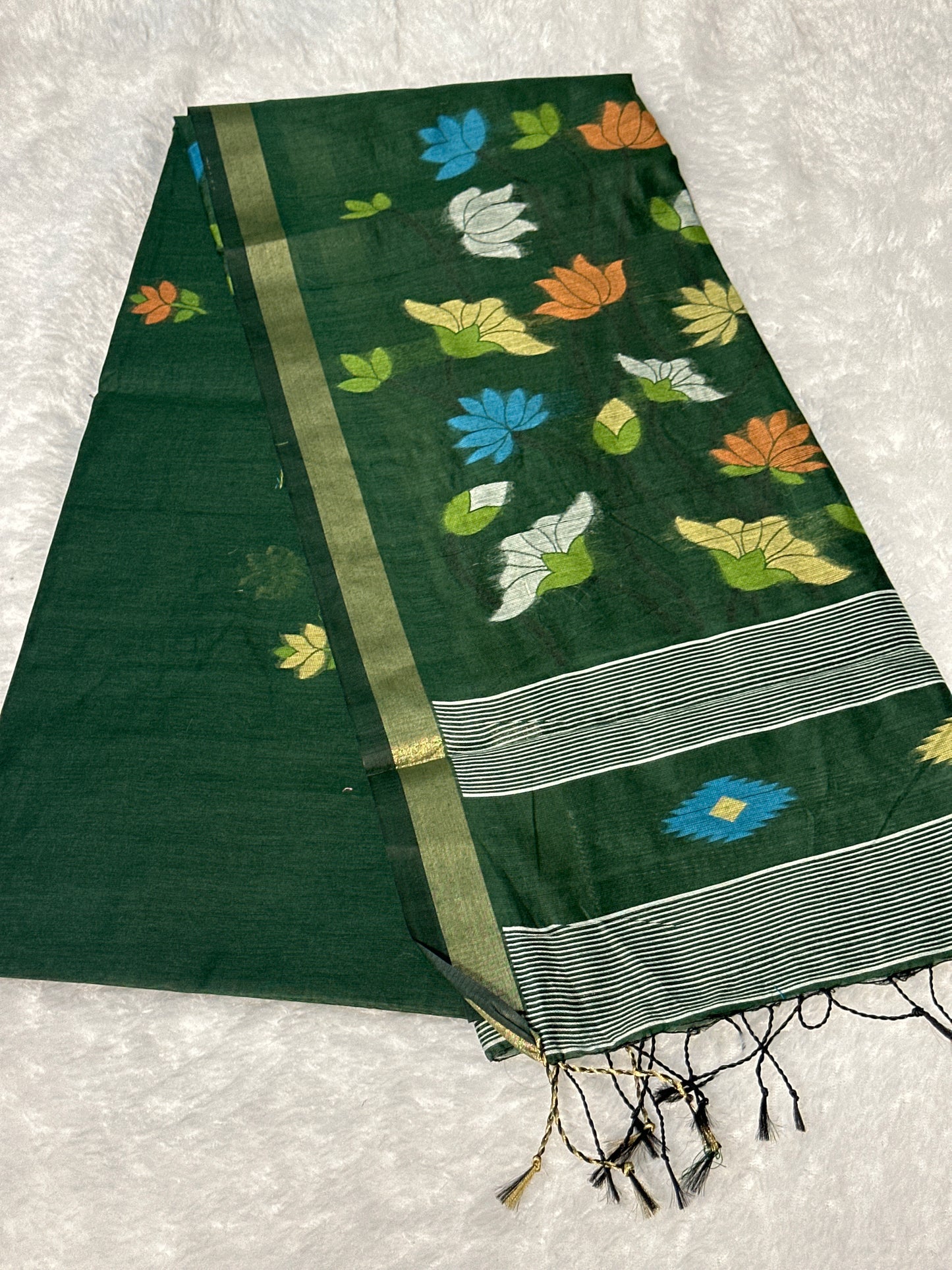 Cotton thread work saree