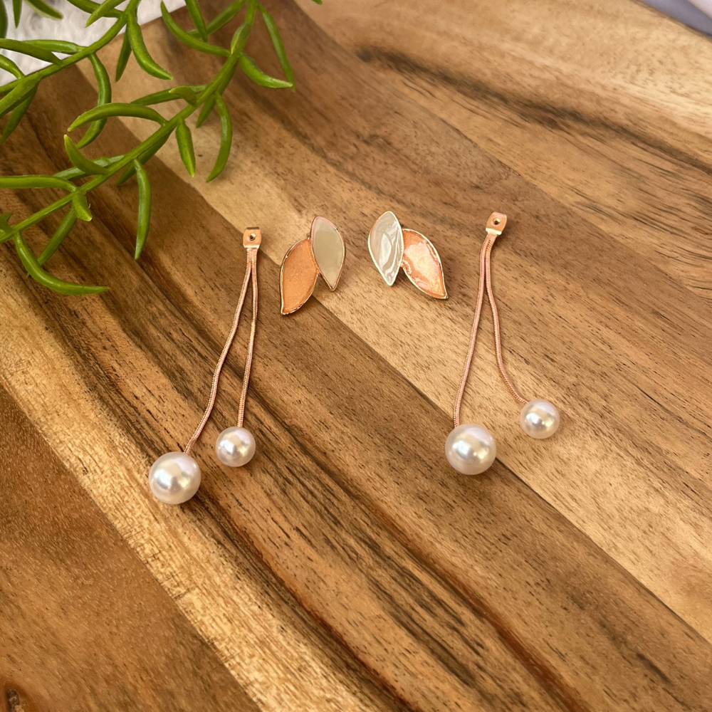 Elegant Leaf Pearl Ear Drop