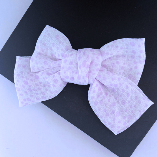 Violet Polka Bow Clip