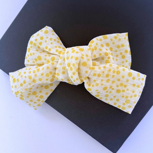 Yellow Polka Bow Clip