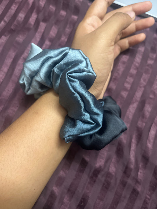 Black ombré large satin scrunchie