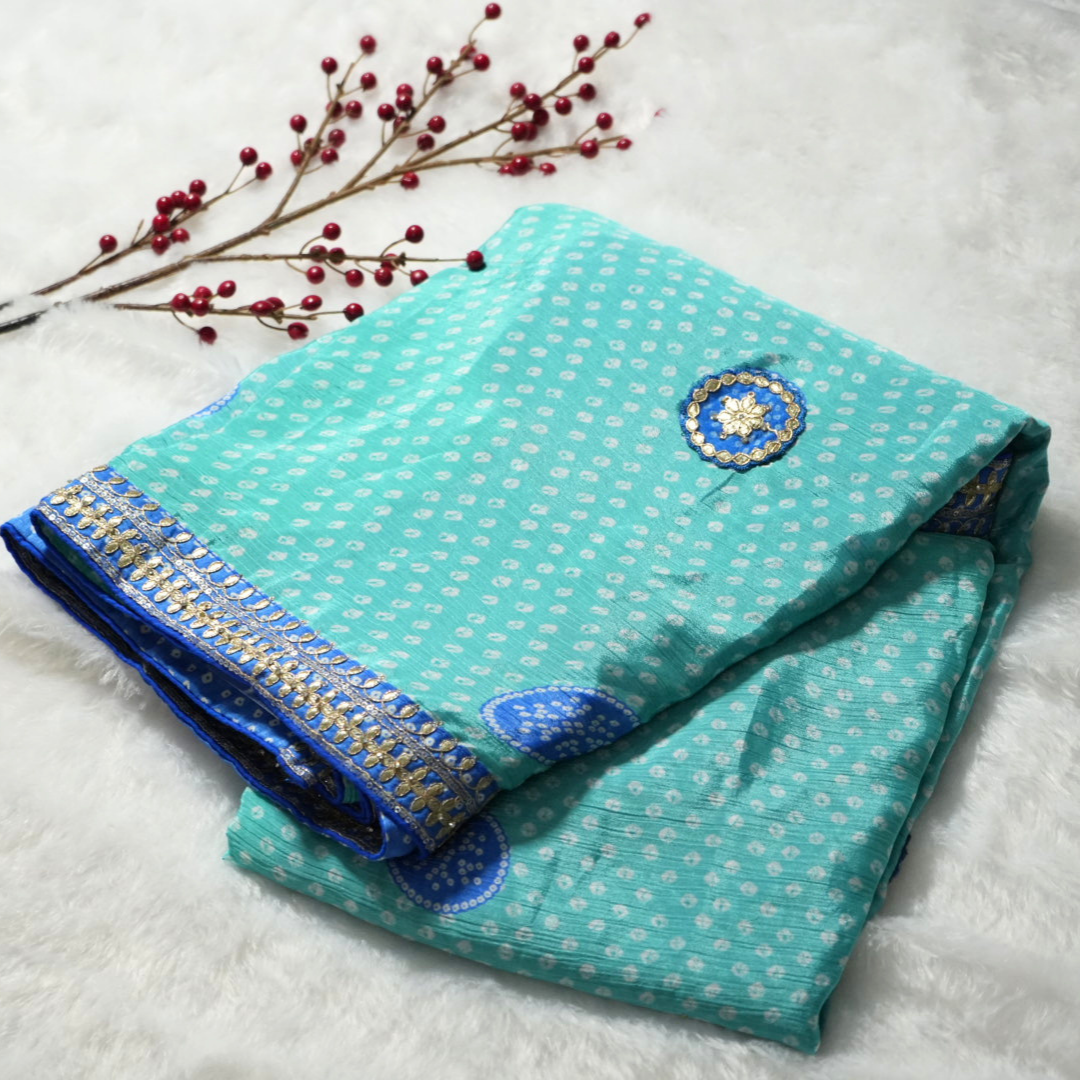 Georgette Bandhani print designer saree