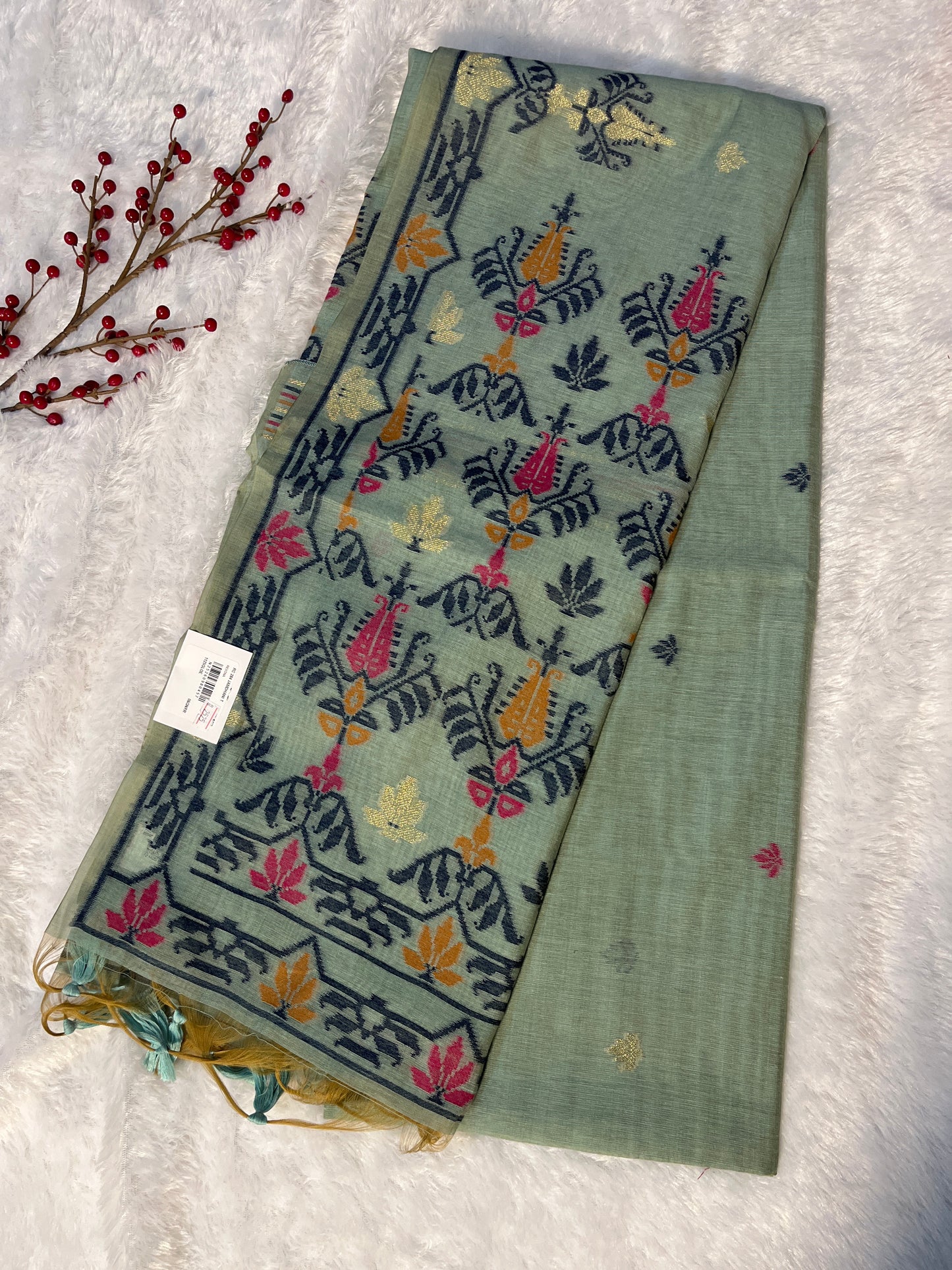 Jamdhani Linen cotton saree