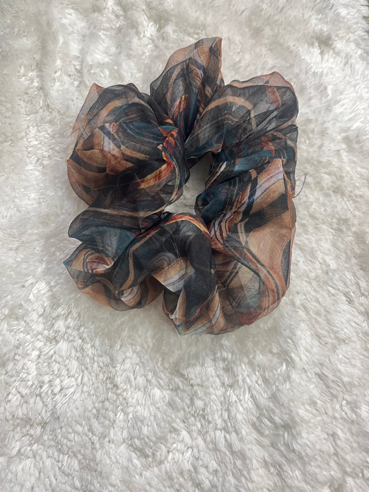 Organza black 2 large scrunchie