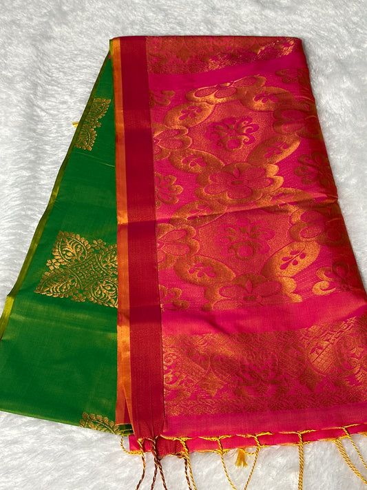 Kanjivaram Soft Silk saree with small border