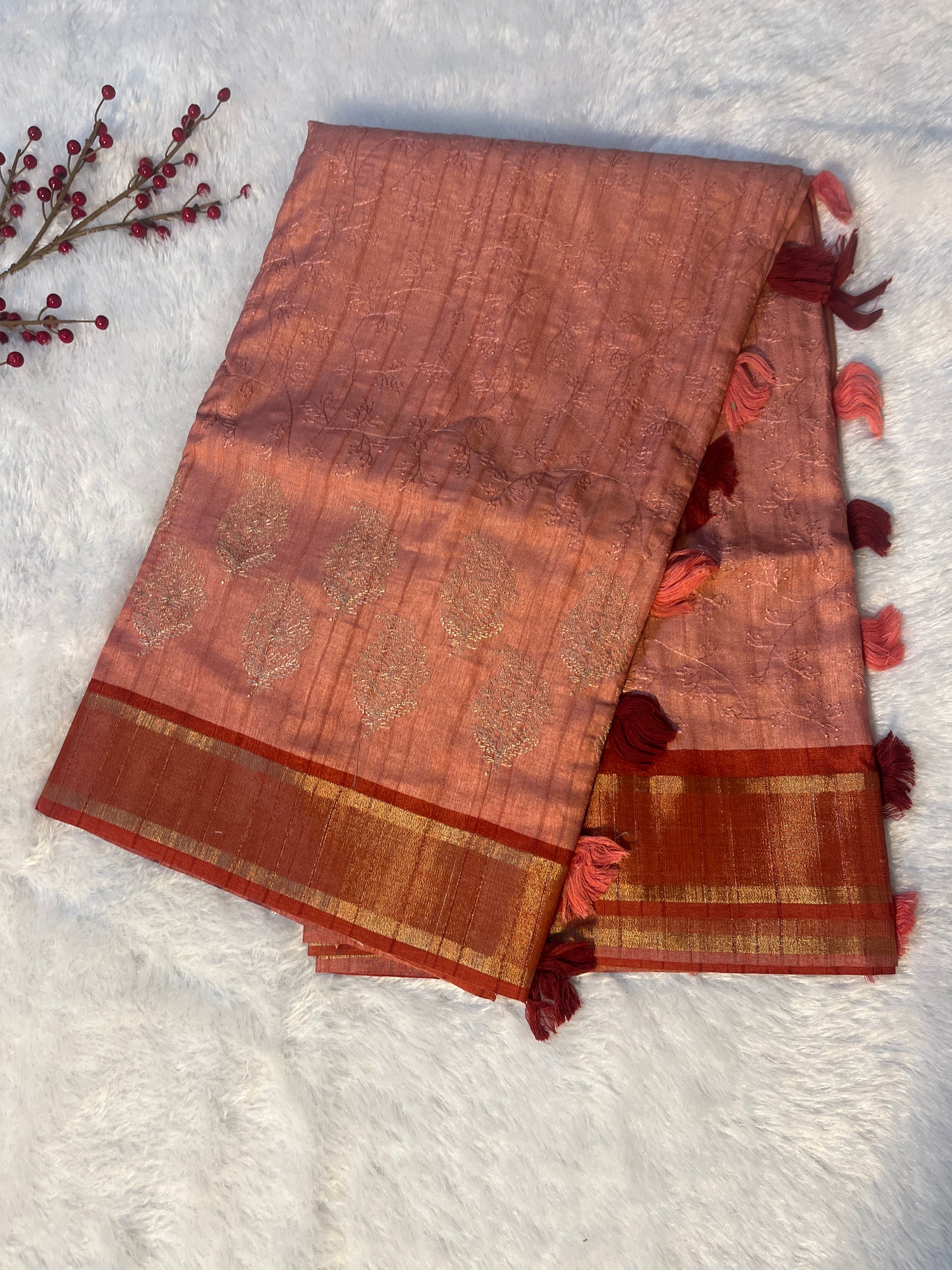 Synthetic silk embroidered saree