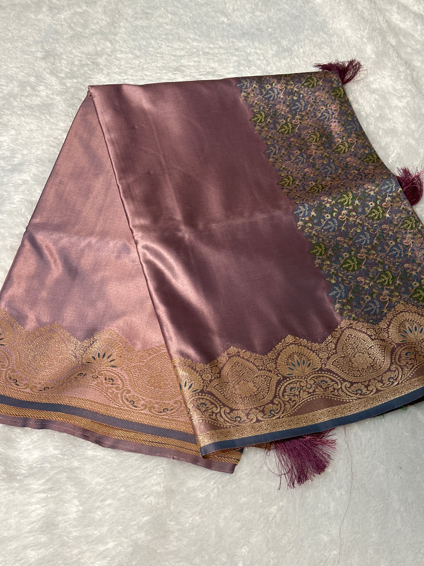 Satin thread work saree