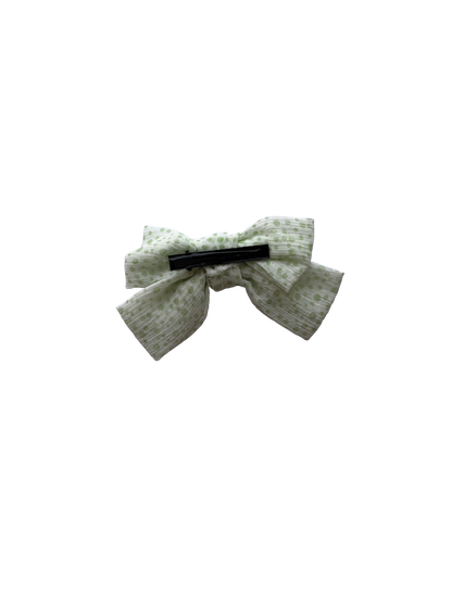 Green Polka Bow Clip