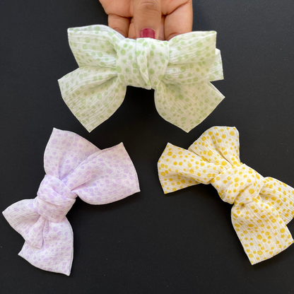 Polka Bow Clip - Pack of 3