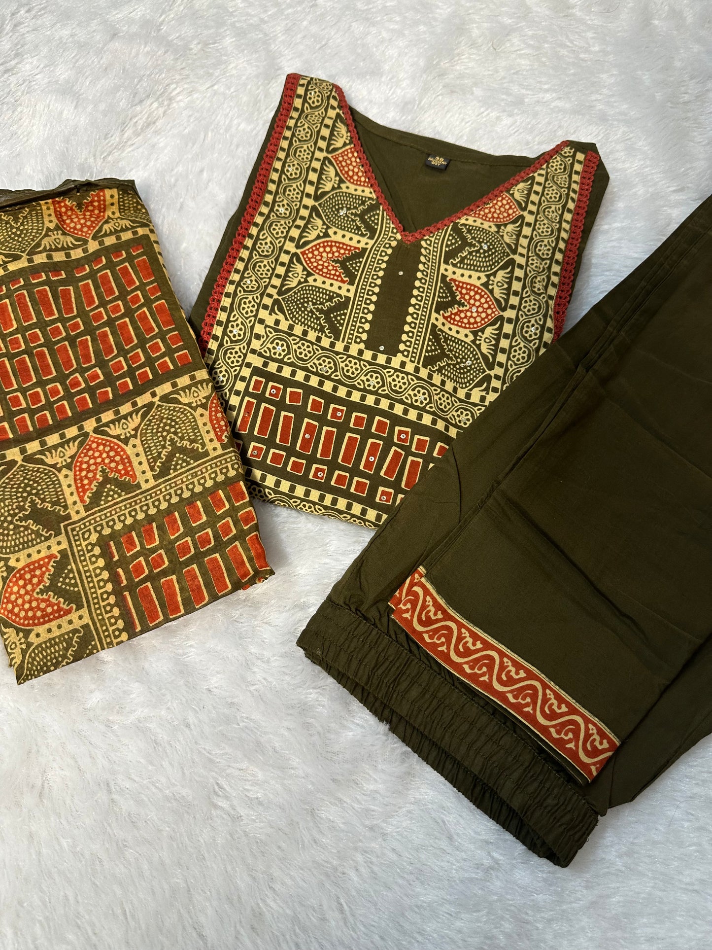 Pure cotton 3 piece kurta set