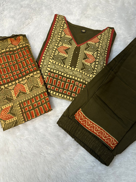 Pure cotton 3 piece kurta set