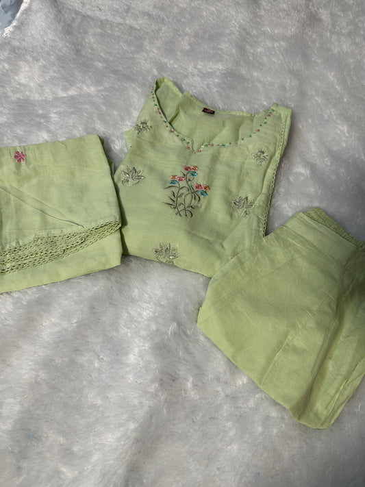Pure mul cotton 3 piece kurta set