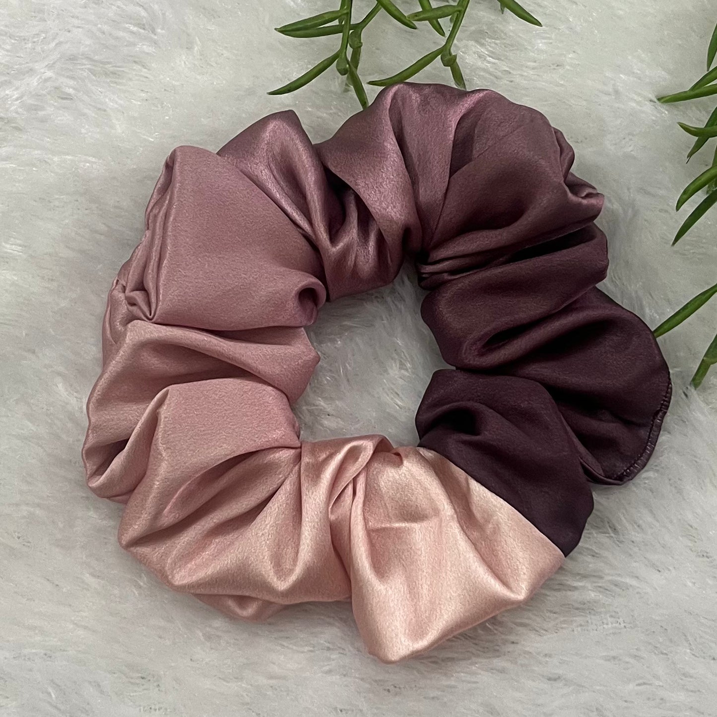 Wine ombré - Large satin scrunchie